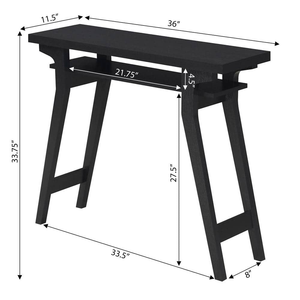Sleek 36" Black Wood and Metal Console Table with Storage