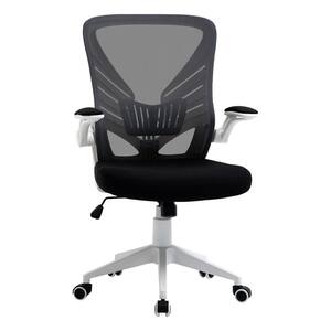 Grey Black, Mesh Home Office Chair Swivel Task Desk Chair with Lumbar Back Support, Flip-Up Arm, Adjustable Height