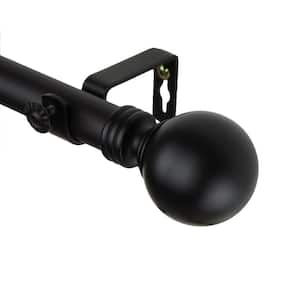 48 in. - 84 in. Single Curtain Rod in Black with Globe Finial