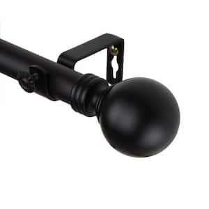 120 in. - 170 in. Single Curtain Rod in Black with Ball Finial