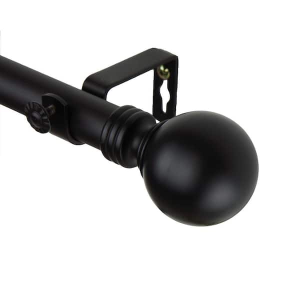 Rod Desyne 120 in. - 170 in. Single Curtain Rod in Black with Ball Finial