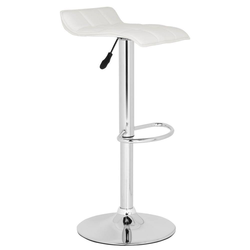 Lamita White Adjustable Swivel Bar Stool with Chrome Base