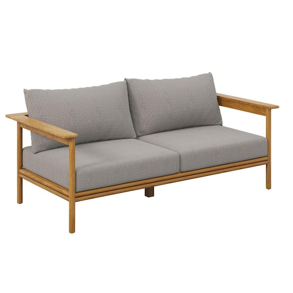 MODWAY Wren Natural Teak Outdoor Loveseat with Driftwood Brown