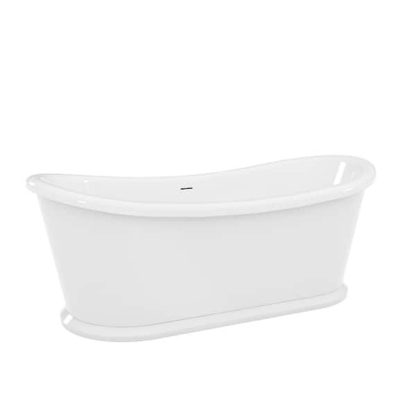 Duet 68.87 in. L x 32.25 in. W Acrylic Double Slipper Freestanding Soaking Bathtub with Center Drain in Matte Black