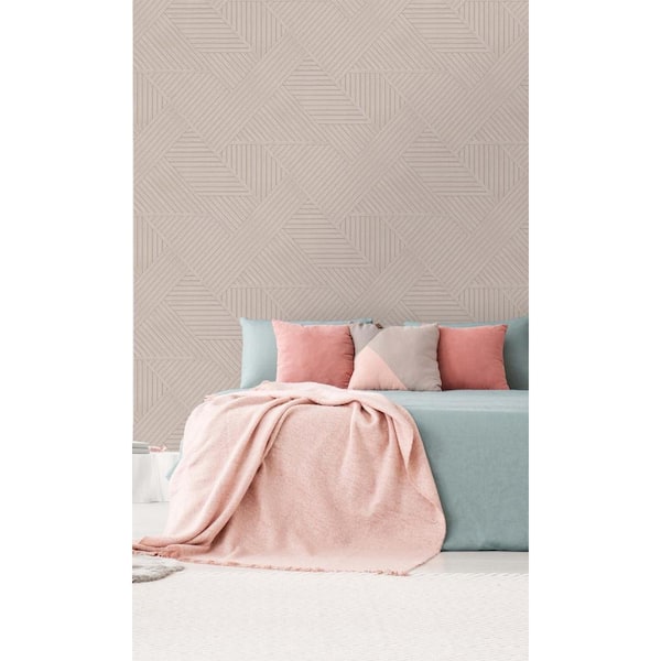 Walls Republic Pink Wood Panel Design Geometric Stripes Shelf Liner Wallpaper (57 sq. ft) Double Roll