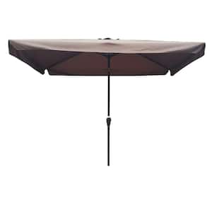 SERGA 10 ft. x 6.5 ft. Market Patio Umbrella with Push Button Tilt And Crank in Chocolate
