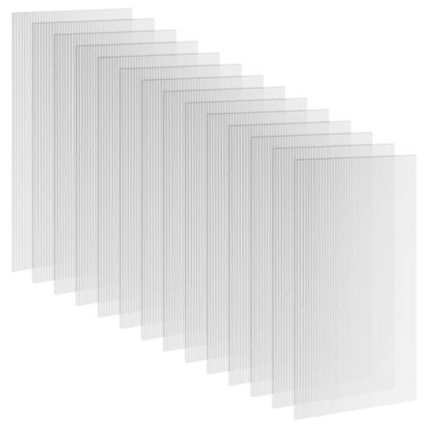 14 PCS 48 in. W x 24 in. D x 0.16 in. H Twin-Wall Polycarbonate Greenhouse Panels, Waterproof and UV Protected, Clear