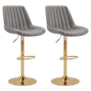 Arwen 44 in. Gray Gold Metal Bar Stool Adjustable, (Set of 2)