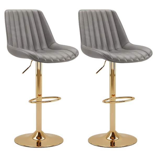 CorLiving Arwen 44 in. Gray Gold Metal Bar Stool Adjustable, (Set of 2)