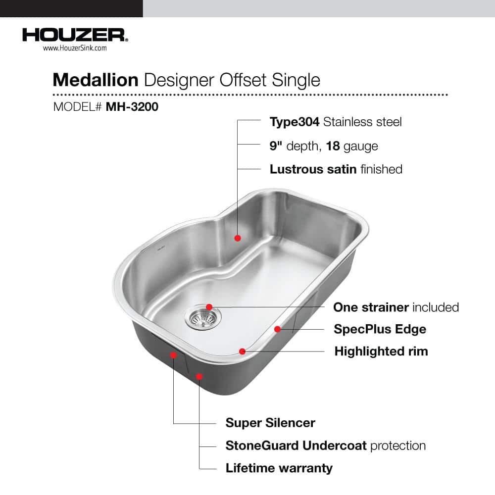 Medallion Stainless Steel Undermount Single Bowl Kitchen Sink