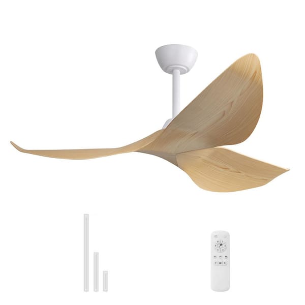 Sofucor 52 in. Indoor/Outdoor Modern White Ceiling Fan without Light and 6-Speed Remote Control