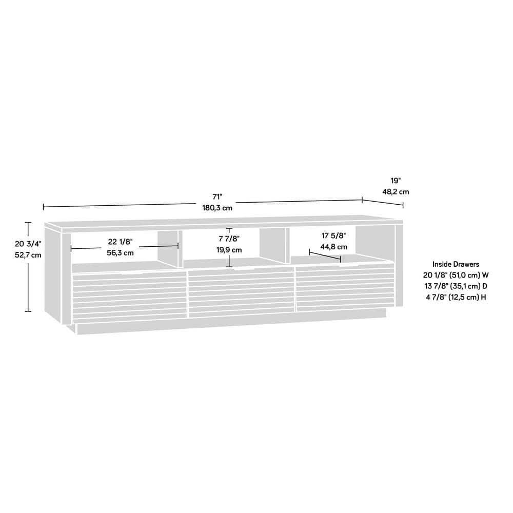 Pacific Maple Modern TV Credenza with Drawers for 70" TVs