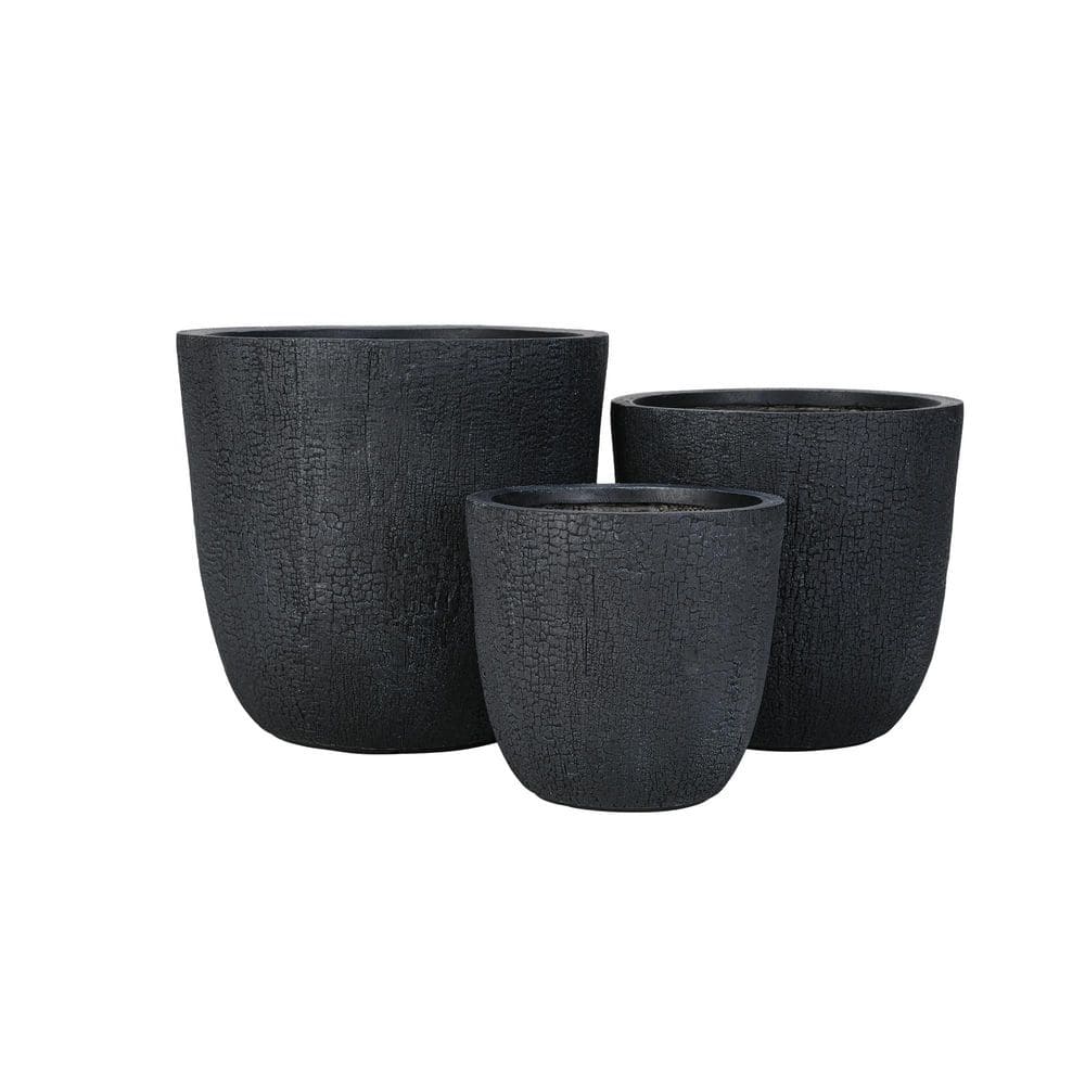 Yorkland 16.93 in. Dia Black MGO Round Lightweight Concrete Outdoor Planter with Drainage Holes & Rubber Plug,(Set of 3) price history on PriceWatchPro