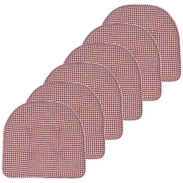 Sweet Home Collection Red, Houndstooth Stitch Memory Foam U-Shaped 16 in. x 16 in. Non-Slip Indoor/Outdoor Chair Seat Cushion (12-Pack)
