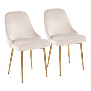 Marcel Cream Velvet & Gold Metal Side Dining Chair (Set of 2)