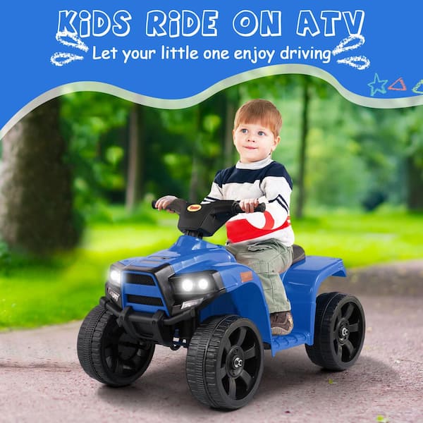 6-Volt Kids Ride on ATV Car 4 Wheelers Electric Quad with Horn and LED Lights, Blue