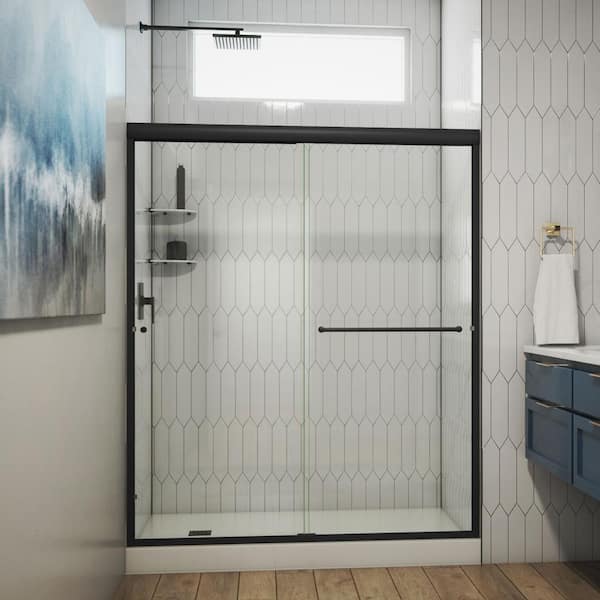 DreamLine Alliance Pro 56 in. to 60 in. W x 70.38 in. H Sliding Semi-Frameless Shower Door in Matte Black Finish