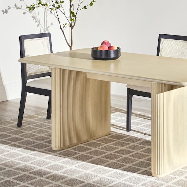 Modern Birch Wood 68 in. Double Pedestal Dining Table, Seats 8