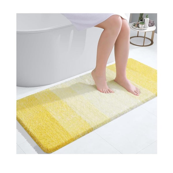 Afoxsos 47 In X 24 In Yellow Stripe Microfiber Rectangular Shaggy   Yellow Bathroom Rugs Bath Mats Snph004in307 64 600 