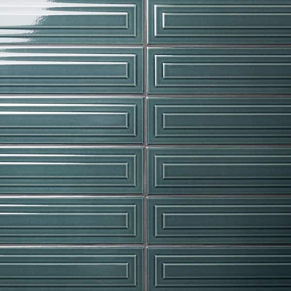 Ivy Hill Tile Colorwave Framed Emerald Green 4.43 in. x 17.62 in. Polished Crackled Ceramic Wall Tile (7.08 Sq. Ft./Case)