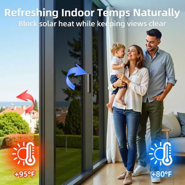 24 in. W x 197 in. L Heat Blocking Anti UV Daytime Blackout Decorative Window Film with One Way Reflective, Black Silver