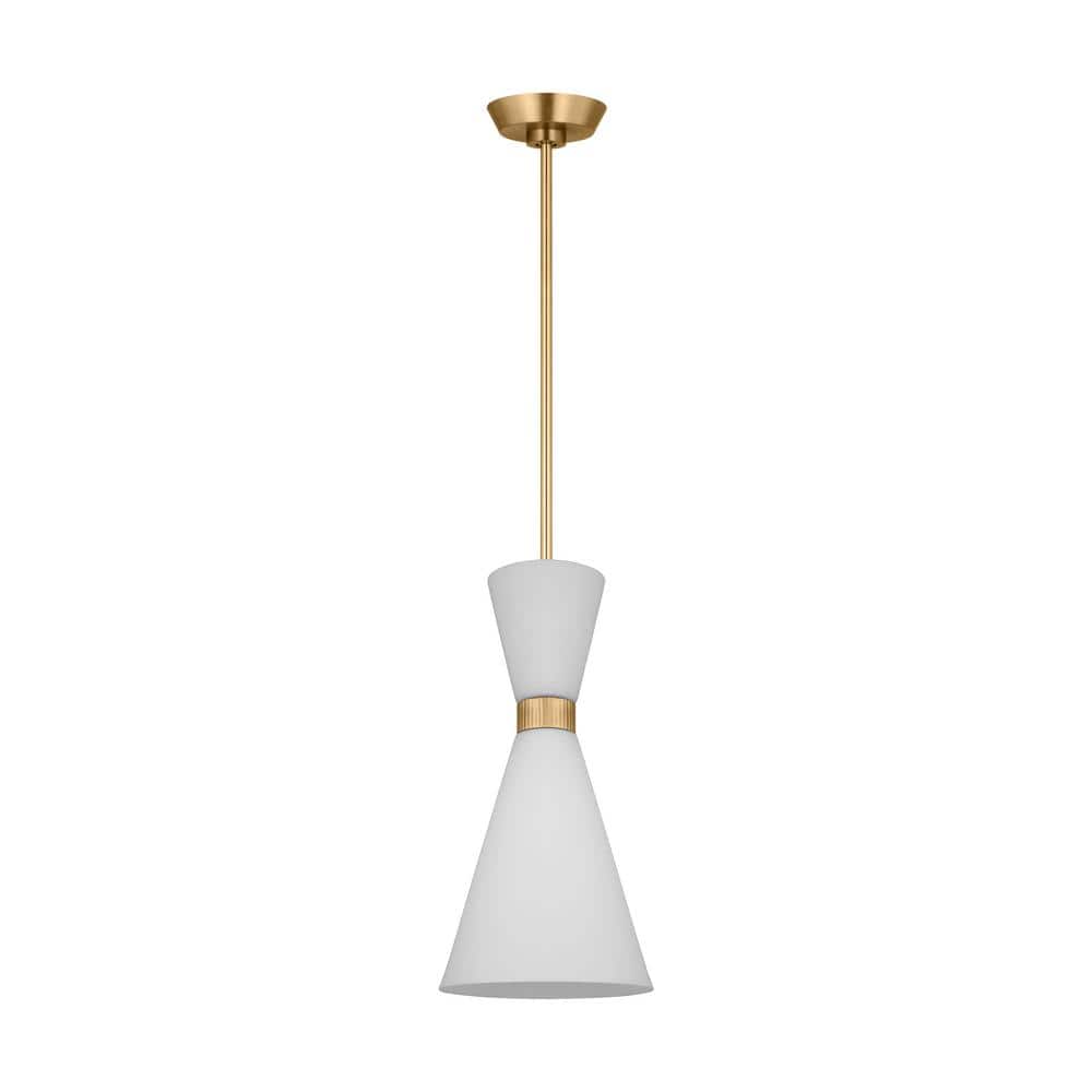 Satin Brass Mini Pendant with Etched Glass Shade