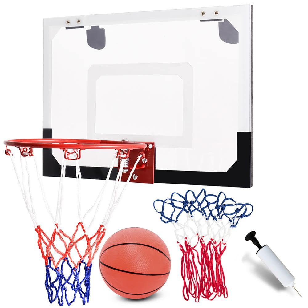 Costway Over-The-Door Mini Basketball Hoop Includes Basketball & Hand Pump 2 Nets Indoor Sports