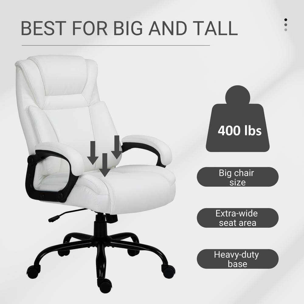 White Faux Leather High Back Executive Swivel Office Chair