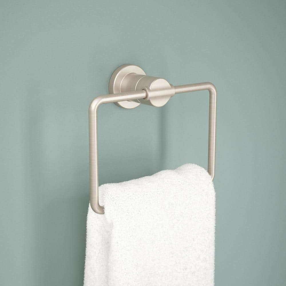 Spotshield Brushed Nickel Rectangular Wall Mounted Towel Ring
