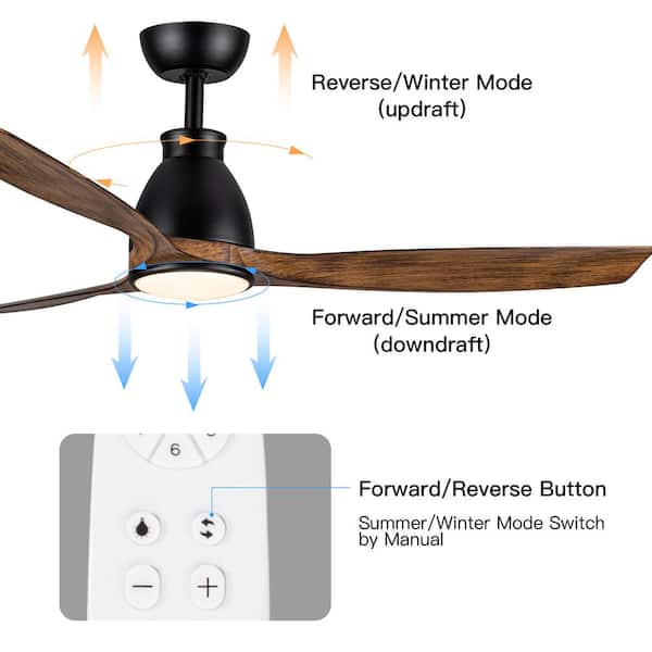Lukyamzn 52 in. Indoor Black Ceiling Fan with LED Light with