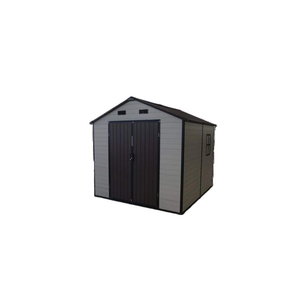 8 ft. W x 8 ft. D Resin Storage Shed with Windows, Aluminum Frame & Floor Tools Shed, White+Brown (64 sq. ft.) price history on PriceWatchPro
