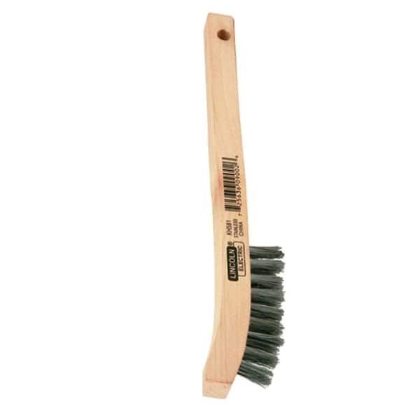 Lincoln Electric 9 in. Long Wooden Handled Stainless Steel Welding Wire Brush (.4 in. x 2.6 in. Bristle Area 2 x 9 Row)