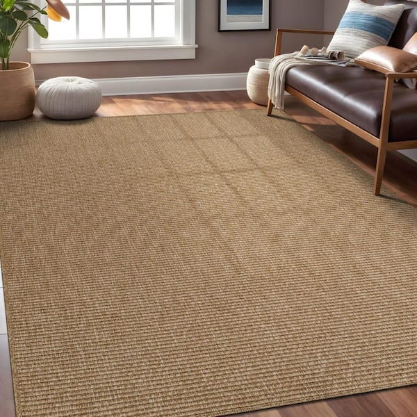 Terra Fiber Easy Jute Natural 8 ft. x 10 ft. Solid Indoor Outdoor Area Rug