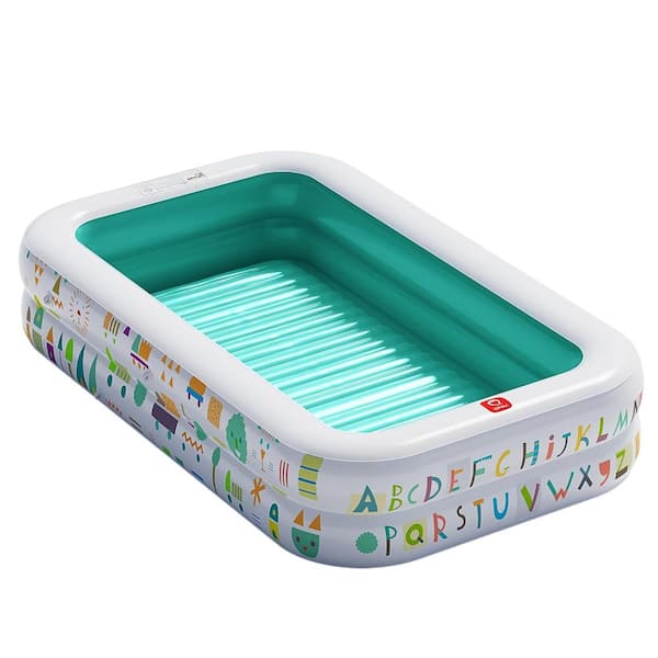 65"Lx39"Wx10"H Green Inflatable Kiddie Pool with Alphabet/Numbers,Soft Floor,Ball Pit/Baby Pool for Indoor/Outdoor