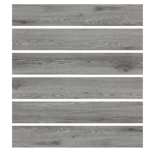 12MIL 6 in. x 36 in. Peel and Stick Vinyl Floor Tile in Dark Grey Water Resistant Plank Flooring(54 sq. ft./case)