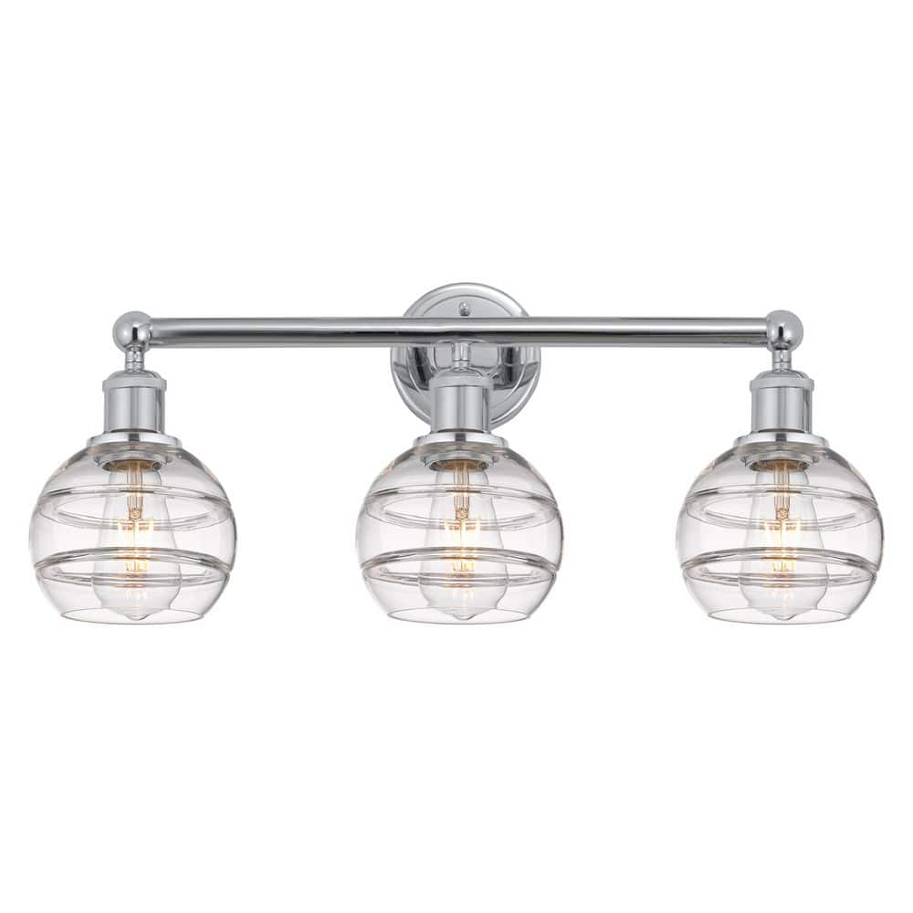 Rochester 23.88 in. 3-Light Polished Chrome Vanity Light with Glass Shade price history on PriceWatchPro