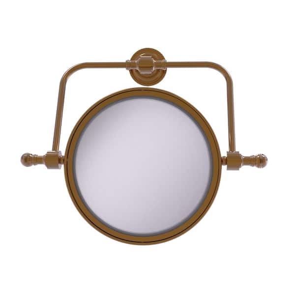 Retro Dot 8in. x 8in. Round Framed Swivel Make-Up Mirror 8 Inch Diameter with 3X Magnification in Brushed Bronze