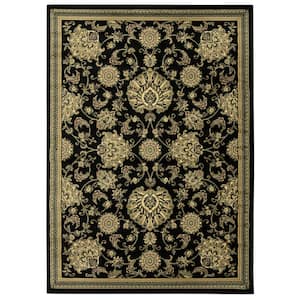 Castello Black 5 ft. x 7 ft. Traditional Floral Scroll Area Rug