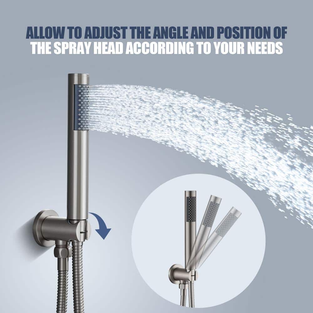 Brushed Nickel 10-Inch Rain Shower System with Handheld Spray