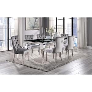 Billinghurst 7-Piece Rectangle Glass Top Black and Gray Dining Table Set