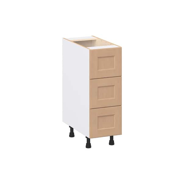 Lakewood 12 in. W x 24.5 in. D x 34.5 in. H Assembled Shaker Drawer Base Kitchen Cabinet in Sugar Cookie with 3-Drawers
