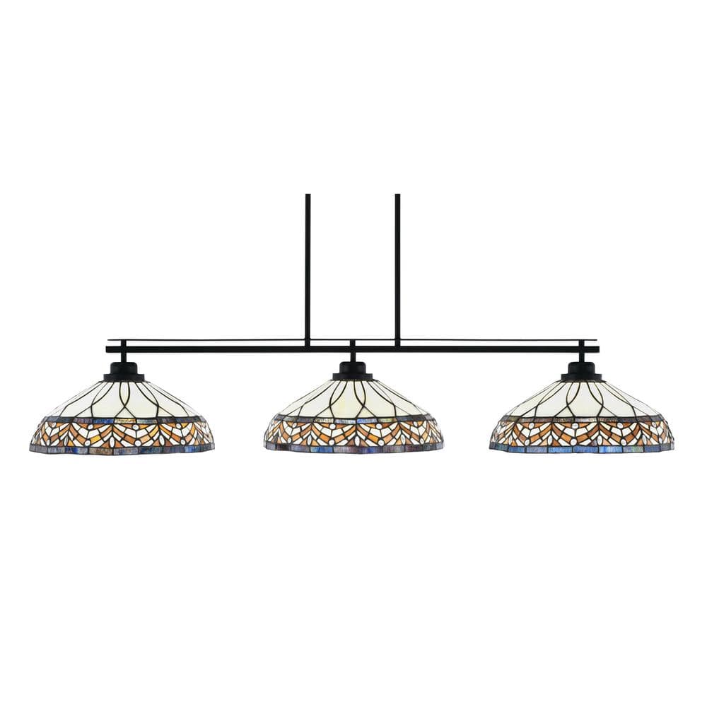 Monroe 3-Light Billiard Light, Round Fitter, Matte Black Finish, 16 in. Roy