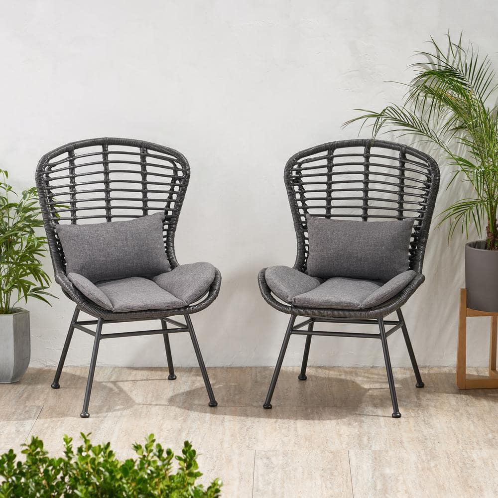 La Habra Grey Removable Cushions Faux Rattan Outdoor Patio Lounge Chairs with Dark Grey Cushions (2-Pack) price history on PriceWatchPro