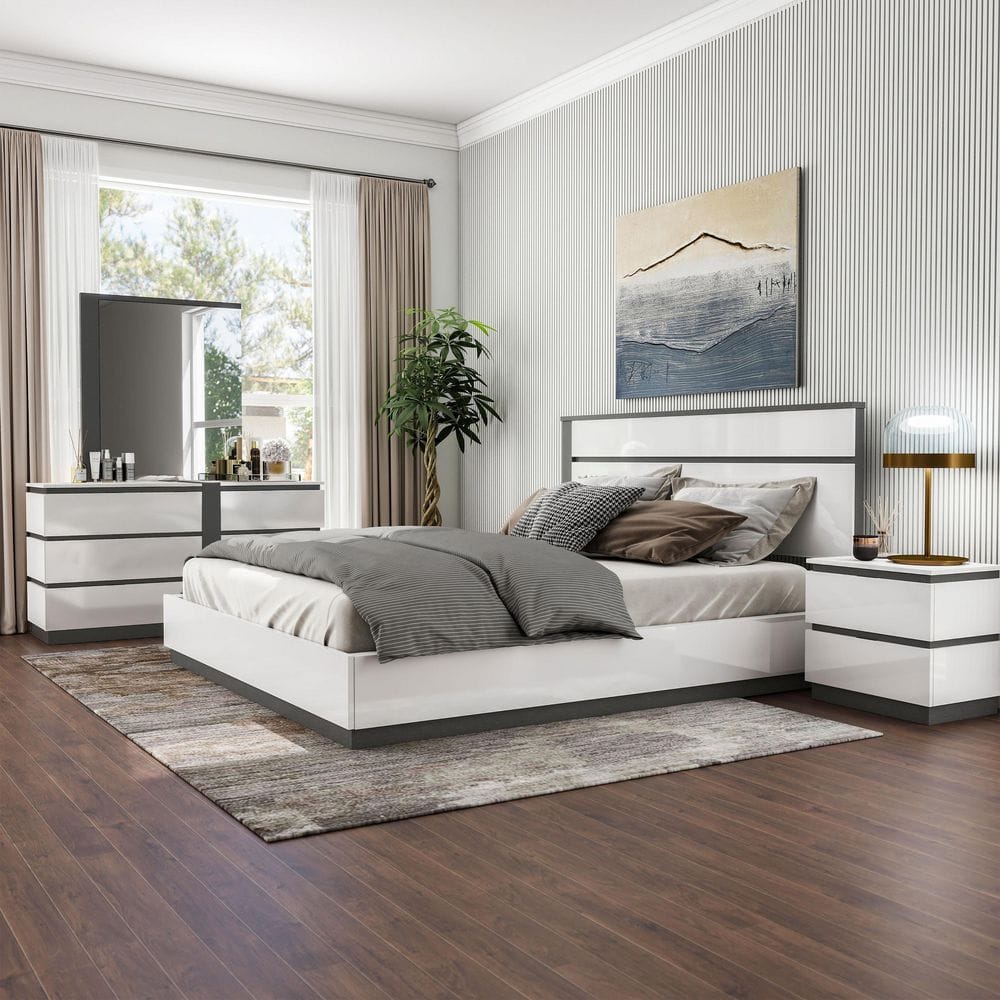 Summit Run 4-Piece White and Metallic Gray Wood Frame California King Platform Bedroom Set price history on PriceWatchPro