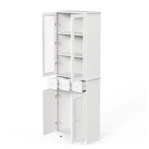 23.6 in. W x 11.8 in. D x 70 in. H Bathroom White Linen Cabinet