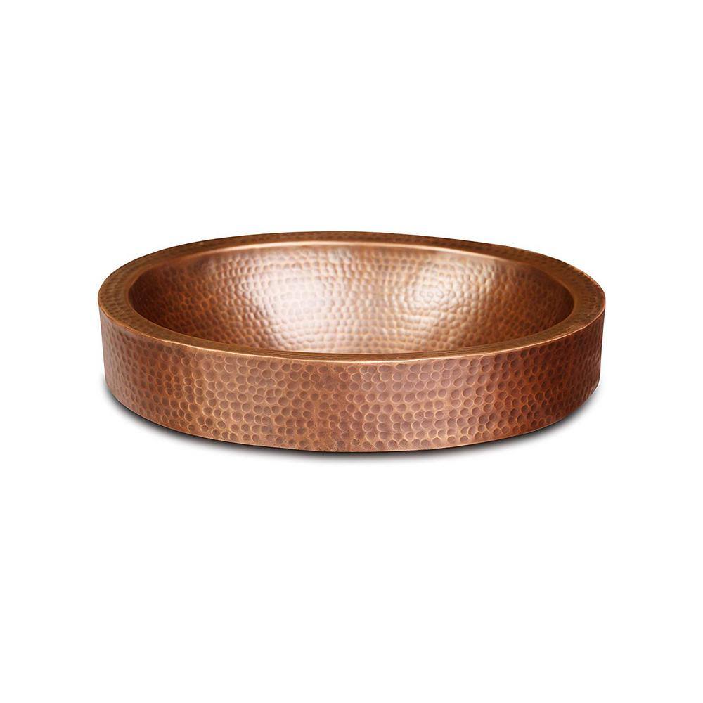 Hand Hammered Pure Copper Oval Undermount Bathroom Sink 17"