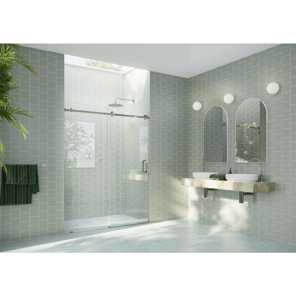 Astro 60'' Frameless Glass Sliding Shower Door with Polished Chrome Hardware