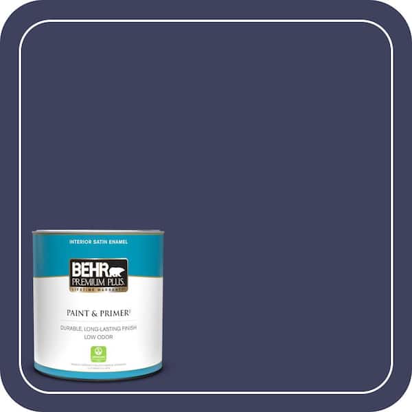 BEHR PREMIUM PLUS 1 qt. #HDC-MD-01 Majestic Blue Satin Enamel Low Odor Interior Paint & Primer