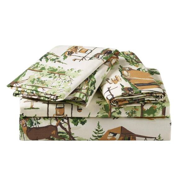 Makers Collective Camp Wandawega 4-Piece Multi-Colored 250-Thread Count Cotton Queen Sheet Set