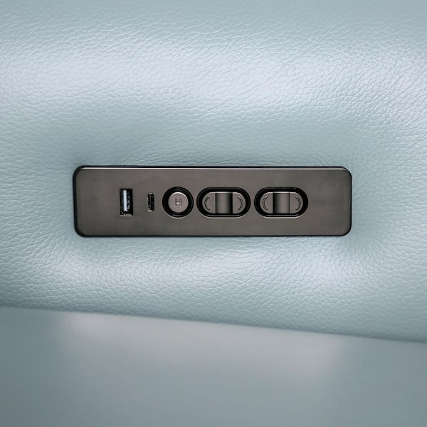 Elvera 2-Piece Pale Blue Leather Living Room Set